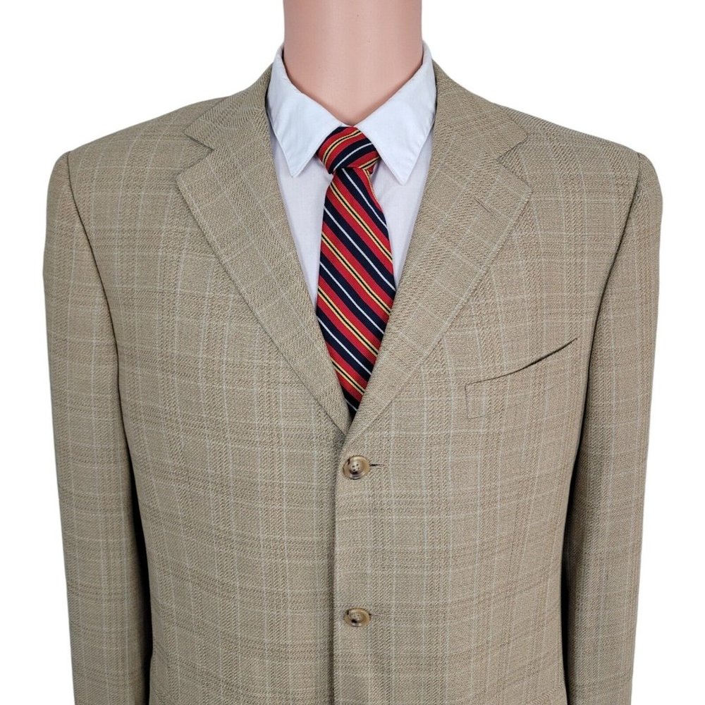 Ermenegildo Zegna Sport Coat 44l Beige Suit Jacket Gl… - Gem
